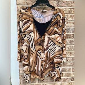 4X Brown & Black Avenue Blouse/Long Top